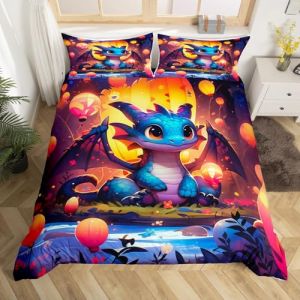 Homewish Housse de Couette 200x200 Enfant Dragon de Dessin Animé, Parure de Lit Ballon Mignon, Sets de Housses de Couettes Mignon Dragon Occidental, Couvre Lit Animaux Sauvages de La Jungle (Suzhou yiyanyun e-commerce Co., Ltd, neuf)