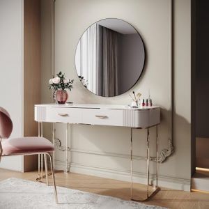 SIRHONA Miroir Coiffeuse Rond Mural Grand Ø80cm - Miroir Rond en Métal, Cadre Noir - Miroir Maquillage Hollywood Moderne pour Salle de Bain Chambre, Salon, Couloir (ELLIPSE sanitaire, neuf)