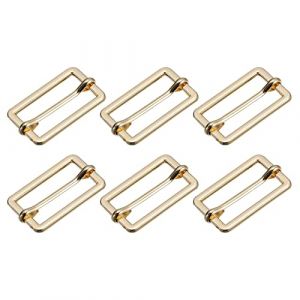 sourcing map Boucle Coulissante, 6pcs 50x17x2.3mm M&eacute;tal Rectangle Ajusteur Triglides Glisser Boucle Rouleau Stylo Glisseur Courroie Ajusteur pour Ceinture Sacs Accessories, Dor&eacute; Ton (Weisser Berg, neuf)