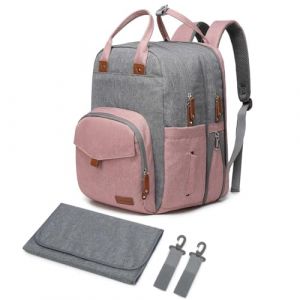 Qualyphant Sac à dos à langer extra large pour deux enfants, sac à langer extensible de 35 l pour maman, fille, garçon, papa, tout-petit, sac à langer de voyage rose, 21 poches (4 isolées) avec (Fast Media Ships From USA, neuf)
