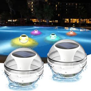 SGZIOO 2PCS Lampe Solaire Piscine Flottante, Lampe Flottante Piscine avec 8 Modes, IP68 Étanche, Lampe Solaire Piscine, Lumiere Solaire Piscine, Lumiere Piscine Hors Sol pour Spa Piscine Jardin Fête (jun an shang mao, neuf)