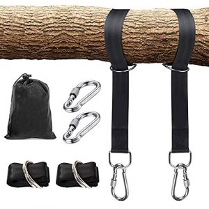 WORSY Fixation pour Balançoire Sangles de Hamac avec 2 Mousquetons à Crochet en D et 2 Crochetsde Mousqueton pour Arbres Charge Max 800kg pour Balancoire de Jardin Hamac ou Siège Suspendu (XYTTX, neuf)