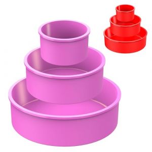 Moule Silicone 3Pcs - Moule Gateau Silicone - Moules Silicone Rond - Moule Silicone Air Fryer - Moule Cookeo - Moule Layer Cake 20 cm - Plat Silicone Air Fryer - Moule Silicone Patisserie(Rond Violet) (EMPORIUM E-COMMERCE. FR, neuf)