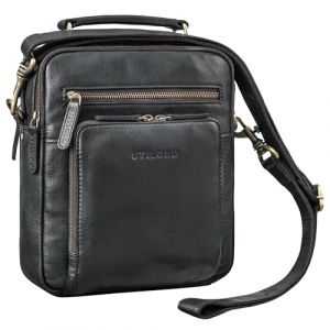 STILORD 'Nelio' Élégant Sacoche Homme Bandouliere Cuir pour Tablette 10,1 Pouces Vintage Sac à Main DIN A5 Sac Messenger Petit Sac Bandoulière Cuir Véritable, Couleur:noir (STILORD Cuir, neuf)