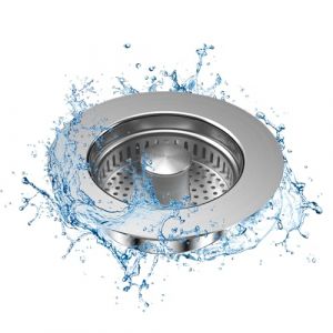 &Eacute;vier de Cuisine Passoire et Bouchon Combo, 3 en 1 Bouchon evier, Bo&icirc;tier et Filtre en Acier Inoxydable, pour Un Trou d'&eacute;vier de 72-86mm, Valve de vidange escamotable, Anti-Odeur (PAPAPANOU_RAFAELLA, neuf)