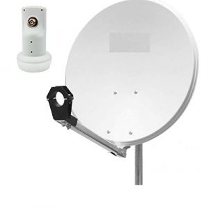 Parabole Satellite Acier Blanche 60cm + T&ecirc;te LNB Single 4K id&eacute;al Astra EUTELSAT (MONDIAL ELECTRONIC, neuf)