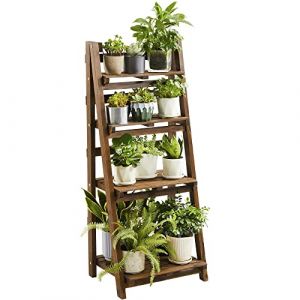 Yaheetech Étagère à Fleurs Pliante en Bois Supports de Pots à 4 Niveaux Porte Plante Escalier pour Salon Balcon Patio Cour 45 × 35,7 × 108 cm (Yahee365, neuf)