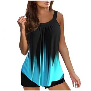 Tankini Femme Maillot De Bain Femme 2 Pièce Maillot De Bain Push Up Sportif Ensemble Tankini Taille Basse High Cut Maillots De Bain 2 Pièces Swimsuit Ensemble Maillot De Bain Bikini (Light Blue-d, XL) (Zedacos, neuf)