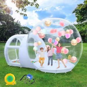 FOOING Maison &agrave; bulles gonflable, 10 m, tente gonflable avec double canalisation am&eacute;lior&eacute;e, tente &agrave; bulles en TPU transparent, maison cr&eacute;ative pour f&ecirc;te, mariage, anniversaire et centre commercial (YGKeJi556, neuf)