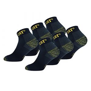 Caterpillar Premium Sneaker 6 Paires de chaussettes sneaker de sécurité au travail pour hommes, double renfort sur la pointe et le talon, Coton d'excellente qualité (Bleu, 43-46) (Naduf, neuf)