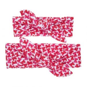Hrlace 1 lot de bandeaux pour bébé et maman - Bandeau turban pour bébé et fille - Bandeau élastique - Avec nœud imprimé - Pour tout-petits, nourrissons, nouveau-nés - Rose rouge - Petit nœud (Kunpengfa, neuf)