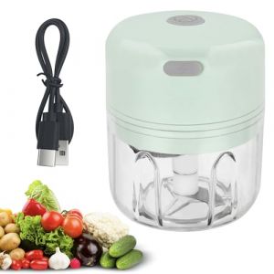 Baxcdyswe Hachoir Électrique 250 ml, Mixeur Hachoir Rechargeable USB, Portable Mini Coupe Legumes avec 3 Lames en Acier Inoxydable pour Oignon, Ail, Viande, Légumes et Les Fruits (Vert) (BUSUIOC AISEO S.R.L., neuf)