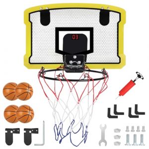 DBREAKS Mini panier de basket avec tableau d'affichage électronique, panier de basket-ball pour enfants, panier de basket-ball porte avec 4 balles, montage mural, pneu de basket-ball pour chambre (AMIGOB, neuf)