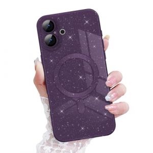 Newseego Coque pour iPhone 16 Plus, Paillettes Bling Housse 6,7 Pouces Compatible avec MagSafe TPU Dos Mignonne Antichoc Protection pour iPhone 16 Plus Violet Fonc&eacute; (NewseegoUK, neuf)