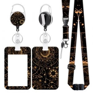 FOSDICK Porte Badge Tour de Cou, Portes Carte Collier Noir, Tour de Cous Badge, Collier Porte Cartes avec Enrouleur Bobines et Cordons Amovibles pour Cartes de Crédit, Infirmière, Enseignant (FOSDICK, neuf)