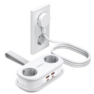 ORICO 65W GaN Prise de Voyage Multiple avec USB-C, 6-en-1 Multiprise Rapide avec 4 Ports USB, Multiprise avec Câble d'Extension Rétractable 1.6m pour MacBook, iPad, Téléphone, Voyage -AP3 Blanc (ORICO Official Store, neuf)