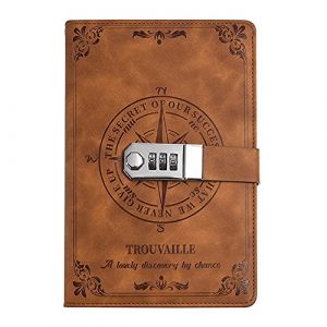 WANLIAN Agenda verrouillable, cuir marron motif nautique, avec porte-stylo et rangement pour cartes, adapt&eacute; pour un agenda de voyage personnel (zihua+, neuf)