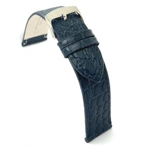 Diloy Bracelet en cuir pour montre classique &ndash; Cuir de vache avec motif crocodile &agrave; &eacute;cailles rondes &ndash; Plat, style classique, boucle en acier &ndash; Tailles 12mm 14mm 16mm 18mm 20mm 22mm P209 Bleu Marine (DWS Online, neuf)