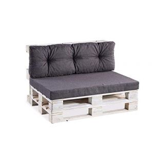 Coussin de palette pour canapé - matelassé (coussin dos + Coussin d'assise) - 120 x 40, 120 x 80 cm Eckkissen 60x40 gesteppt anthracite (FavreShop, neuf)