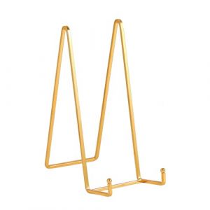 Chevalet Support Presentoir Porte Assiette - Grand Support Assiette Decorative - Metal Support Cadre Photo de Table - Présentoir pour Collection | Plaque | Livre Cuisine - Or - 2 Pièces - 25,6 cm (DIDUDIDU, neuf)