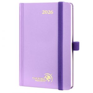 POPRUN Agenda de Poche 2026 A6 Semainier 16 x 10,5 cm - Couverture Rigide, Petit Agenda, D'Jan 2026 à Déc 2026-12 Mois, Avec signet à 2 rubans, Papier 100 g/m², Violet (Time Works Wonders, neuf)