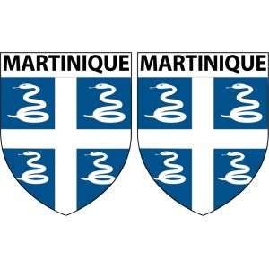 SAFIRMES 2 X ECUSSON Martinique Autocollant Vinyle 4x5 cm Sticker Voiture Moto Valise PC d&eacute;partement 972 (SAFIRMES, neuf)