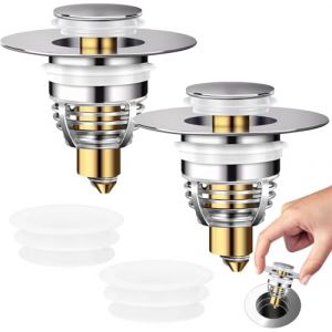 Bonde De Lavabo 2 Pièces, 32-42mm Bouchon Lavabo Universel, Pop-Up avec 2 Joints pour Baignoire, Accélère Le Drainage sans Colmatage Bouchon Baignoire pour Lavabo Cuisine (STORE SGAMBATO MIRIAM S.R.L., neuf)