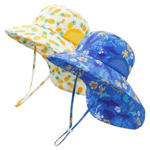 MASOCIO Chapeau Anti UV Bebe Enfant Garcon Fille Chapeau B&eacute;b&eacute; Soleil 2 Pi&egrave;ces Bob Gar&ccedil;on 12 18 Casquette &eacute;t&eacute; Ete 1 2 Ans R&eacute;glable Piscine &Acirc;ge 6-24 Mois Multicolore 3 (Ortego, neuf)