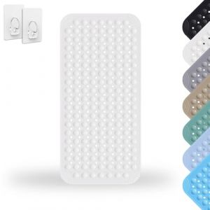 Tapis De Douche, 40 x 80 cm Tapis de Douche, PVC Shower Mat Non Slip, Tapis de Douche Carr&eacute; Lavable en Machine avec Ventouse, avec 2 Crochets, Blanc (Huamirra Eur, neuf)