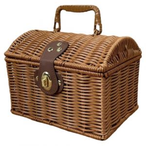 BEAHING Panier de Pique-Nique en Osier, Panier en Osier 8 &times; 6 Pouces avec Couvercle et poign&eacute;e, Valise de Rangement en rotin pour Mariage, en Saule pour Le Camping (hefeishikaiyuanlijiudianyongpinyouxiangongsi, neuf)