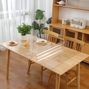 nappe transparente de protection,nappe transparente épaisse ,nappe film de table transparent en PVC,protecteur de table en bois ,pour cuisine, salle à manger, extérieur(épaisseur 2 mm, 90x130cm) (YANEN2021, neuf)