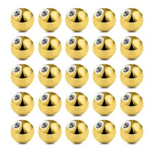 Besyvvin 25pcs 14G 6mm Or Boule de Remplacement pour Bijoux Piercings Téton Mamelon Langue Nombril (WeSiwon, neuf)
