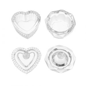 NIYANGLE 2pi&egrave;ces R&eacute;cipient Verre Pour Liquide Godet &agrave; Ongles Avec Couvercle Pour Poudre &agrave; Ongles Et M&eacute;lange (Telinei, neuf)