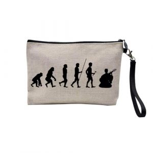 Pochette en Lin - Evolution Sarod Inde Musique Instrument Musicien - Trousse Maquillage en Toile Aspect Lin - Trousse de Toilette - 23,5 x15 cm (FabulousBOUTIK, neuf)