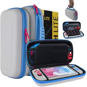 Orzly Case for Nintendo Switch Lite - Portable Travel Carry Case with Storage for Switch Lite Games and Accessories [Grey/Blue with a Tint of Pink Special Edition] (Syntiga Europe - FR, neuf)