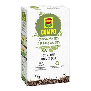 Compo Engrais granulé universel ORGANIC & RECYCLED, avec azote et potassium, autorisé dans l'agriculture biologique, végétalien, 2 kg (PERAGA GARDEN CENTER, neuf)