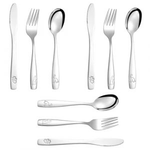 Samamoca 9PCS Couvert Enfant Inox,3 x Fourchette,3 x Cuill&egrave;re,3 x Couteau Dentel&eacute;,S&ucirc;r Couverts Pour Enfants avec Motif Mignon,Couverts Bebe Dinosaures Pour Gar&ccedil;ons, Inox (samend, neuf)