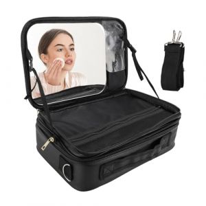 Sac de Maquillage de Voyage avec Miroir, Coffret de vanité Organisateur de Maquillage Cosmétique, Sac D'organisateur d'artiste avec Séparateurs Réglables et Support de Brossage (Folanda, neuf)