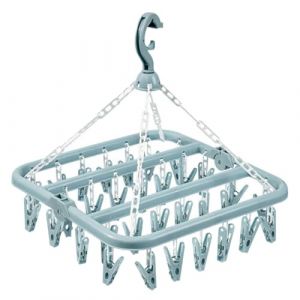 Etendoir Chaussette, Étendoir à Linge à Suspendre avec 32 Pinces, Etendoir Linge Interieur Extérieur Suspendre, Sechoir a Linge Rotatif Pliant, pour Chaussettes,Sous-Vêtements et Petits Vêtements,Bleu (RedOceansM, neuf)