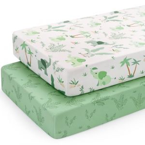 Yukkidds Lot de 2 Draps Housse Cododo 55x90 cm - Microfibre Douce, Confortable et Hypoallerg&eacute;nique - Drap Lit B&eacute;b&eacute; Ajustable et Lavable, Compatible Berceau, Couffin et Matelas Cododo &eacute;l&eacute;phant Vert (Yukkidds UK, neuf)