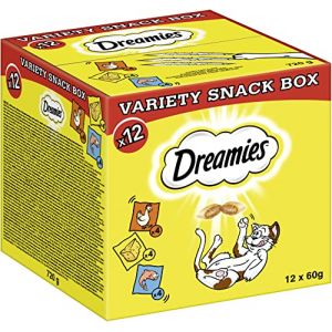 DREAMIES - Cat Treats - 12 x 60g - Multipack Biscuits - Variety Snack Box - 12 Pouches (UNIZOO, neuf)