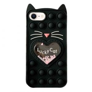 Asgens Fidget Pop Coque pour iPhone 6/6S/7/8/SE 2020, Dessin Animé Chat Noir Sables Mouvants Scintillantes Bulles Résistant aux Chocs Coque Souple en Silicone pour Apple iPhone 6/6S/7/8/SE 2020 4,7" (TRD Direct, neuf)