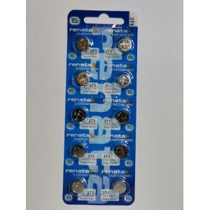 Renata 371 Batterie non rechargeables, montre, simple, portable, 40 mAh, Oxyde d'argent 1,55 V, SR69, à Sommet Plat, 10 pack, 10 (P & F France, neuf)