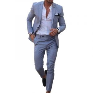Costume Homme 2 pièces, Costume Homme en Lin 2 pièces, adapté pour Mariage, fête d'affaires, Veste de Costume élégante et Confortable et Pantalon (Driohan⭐⭐⭐⭐⭐, neuf)