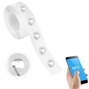 DULZEN 50 Pi&egrave;ces NFC Tag NFC Puce NFC Sticker Autocollant D'&Eacute;tiquette NFC de 144 Octets Ntag 213 Programmable 25mm pour Tous Les T&eacute;l&eacute;phones Mobiles et Appareils Compatibles NFC (mengogua, neuf)