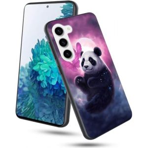 GFRGTFHYT Coque de t&eacute;l&eacute;phone pour Samsung Galaxy S24 5G 6,2" 2024 en silicone TPU souple avec bords carr&eacute;s - Protection anti-rayures et antichoc - Coque de recharge sans fil pour Samsung S24, panda (GFRGTFHYT, neuf)