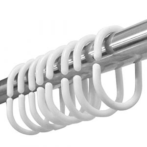 Lot de 12 Anneaux de Rideau de Douche en Plastique, Crochets de Rideau de Douche en Forme de C, Crochets pour Rideau de Douche pour Salle de Bain, Blanc, Crochets pour Tringle de fen&ecirc;tre (CARANNAC LTD, neuf)