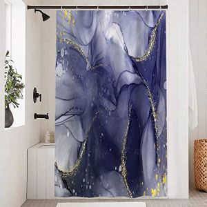 Uiiooazy Rideau Douche Anti Moisissure, Rideau de Douche 120x200cm Bleu Effet Marbre Violet Moderne Rideaux de Baignoire Tissu Lavable Imperméable Polyester Rideaux Salle de Bain avec 8 Crochets (dongguibinjingpinxiaodianpu, neuf)