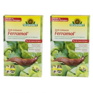 Anti-Limaces Ferramol - Protection contre les escargots dans jardin et potager. Approprié pour l'agriculture biologique et sans danger aux animaux domestiques - 2x1kg (Nuisipro, neuf)