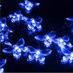 Guirlande Lumineuse de Papillons,KINGCOO &Eacute;tanche 16FT 20LED Papillons Lampe Solaire Veilleuse No&euml;l D&eacute;coratif Lumi&egrave;res pour Maison Mariage Jardin Porche Balcon &Eacute;clairage D&eacute;corations (Bleu) (KINGCOO-Direct, neuf)